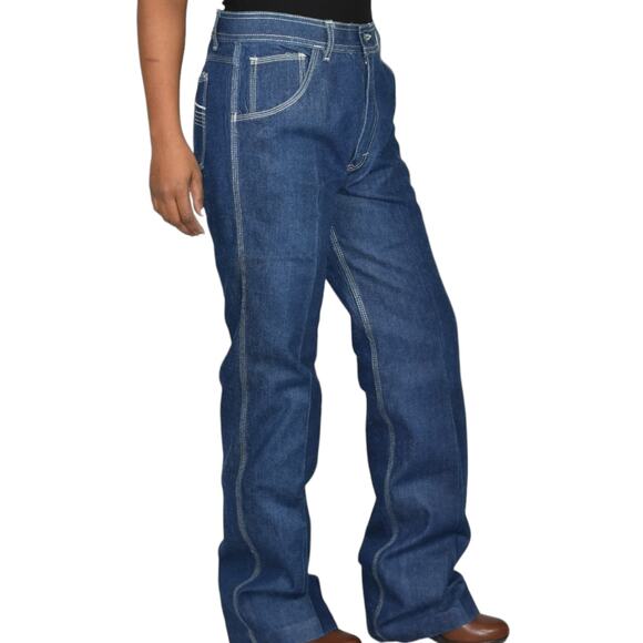 Vintage Graffiti Jeans Blue High Waist Straight Embroidery Pockets 80s Size 34 - Picture 3 of 16